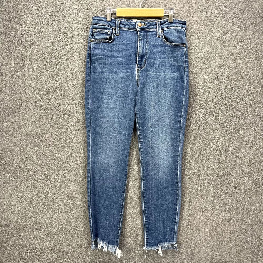 LTJ Denim Jeans Womens 29 Blue Verona raw hem skinny 28" x 24" Stretch‎ made USA